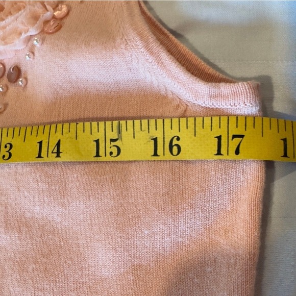 Rosette Pearl Embellished Sleeveless Tank Top Petite Large Blush Pink Coquette - Picture 9 of 10